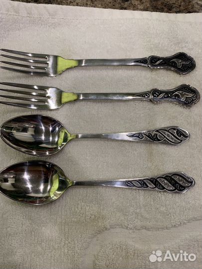 Серебряные вилки ложки кубачи