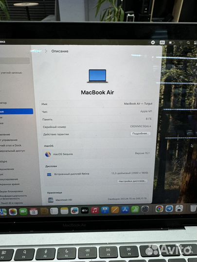 Apple macbook Air 13 2020 m1 8gb 256