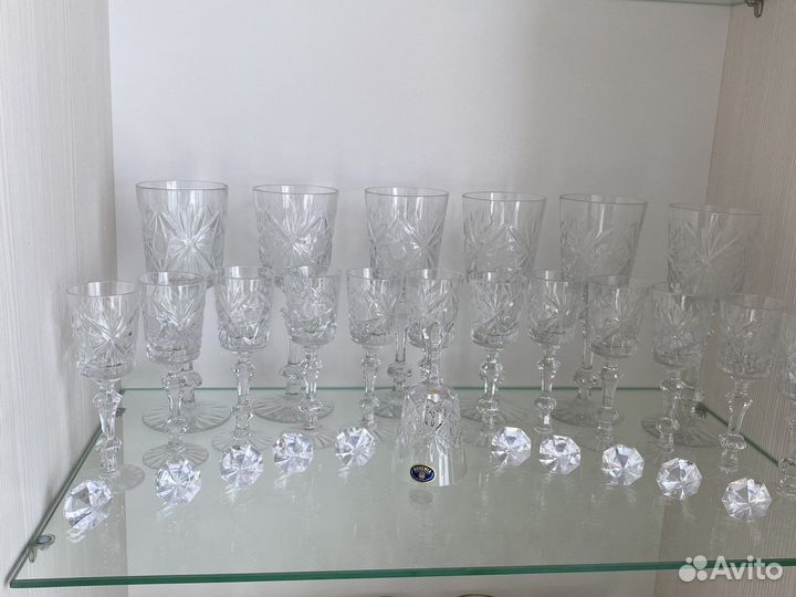 Штоф рог ваза фужеры хрусталь времен СССР