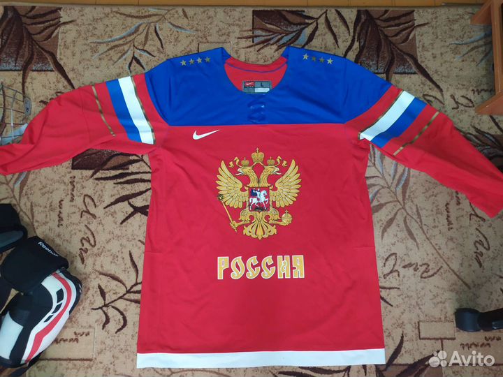 Хоккейный свитер россия красный Nike Р52