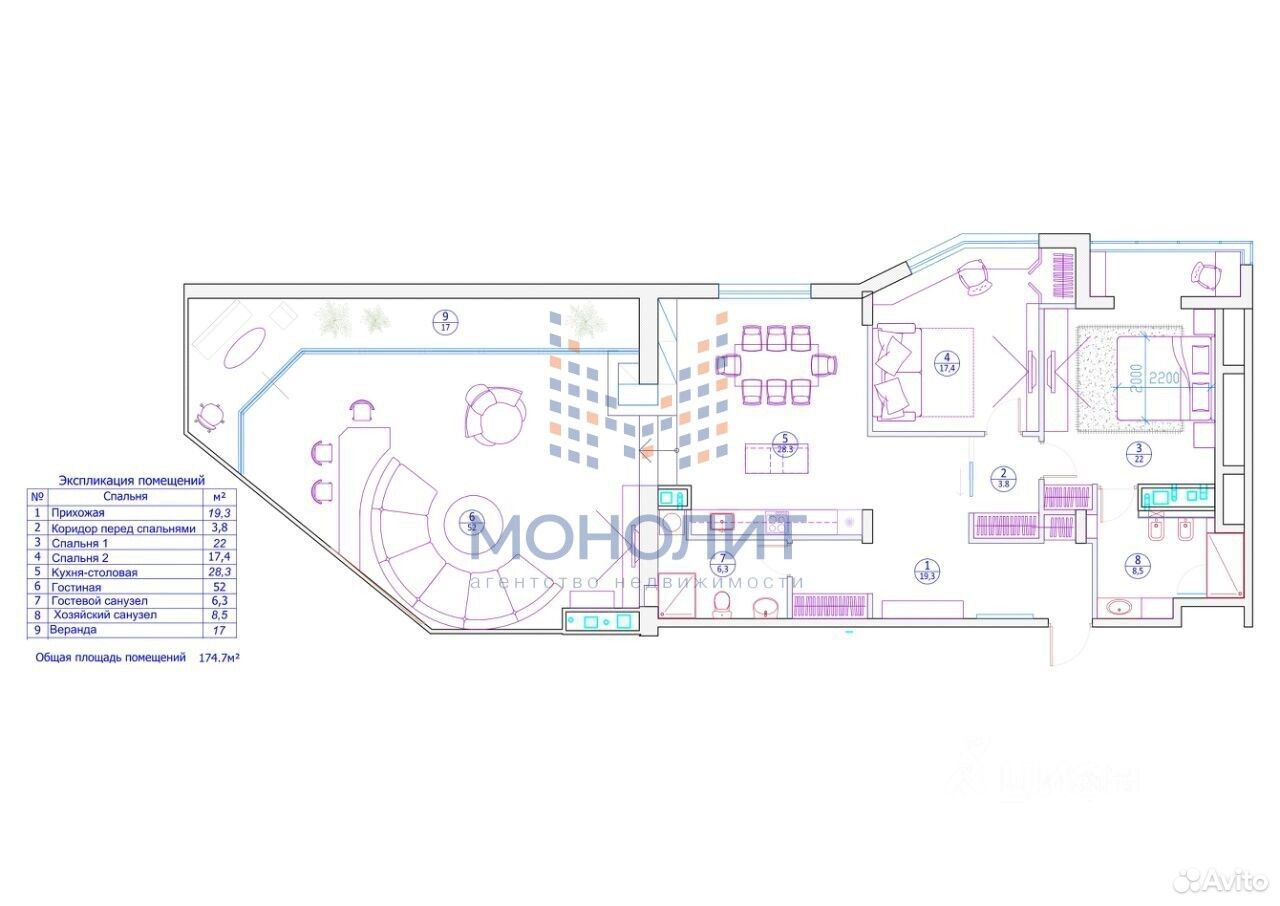 4-к. квартира, 230 м², 8/8 эт., Коммунарка
