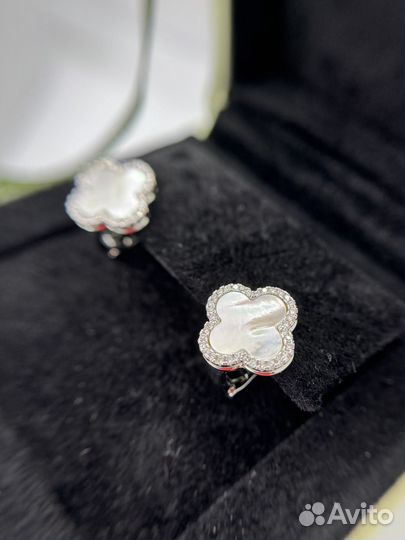 Серьги van cleef английский замок камни