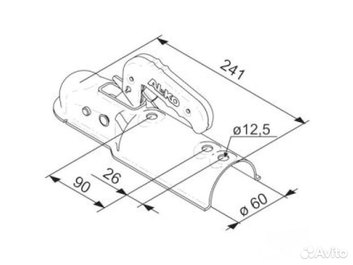 Замковое устройство прицепов круг. дышло D50 750кг
