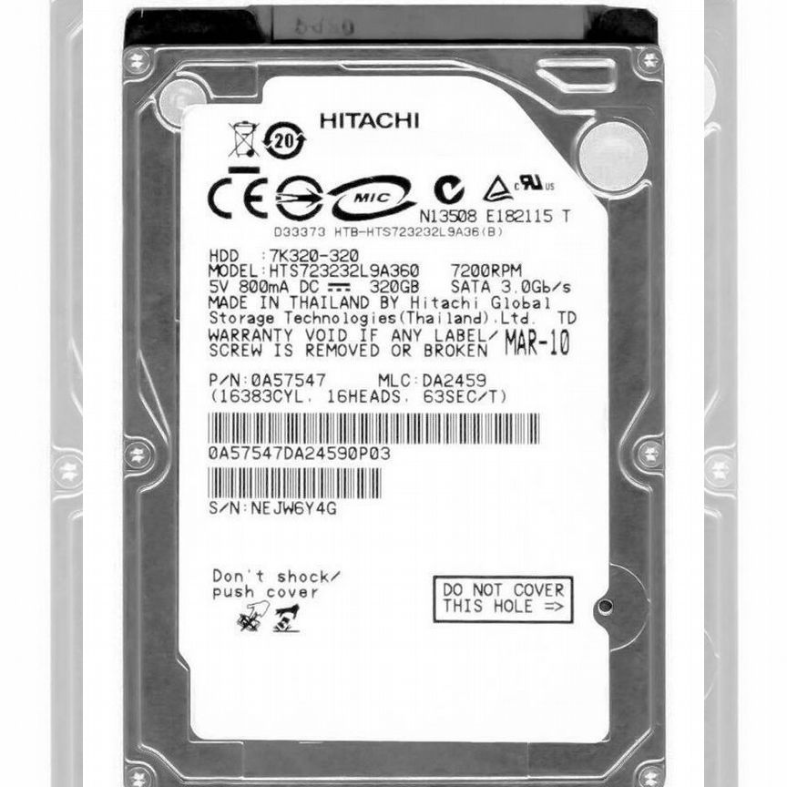 [HTS723232L9A360] Жесткий Диск Hitachi 320gb Sata2 Hts723232l9a360