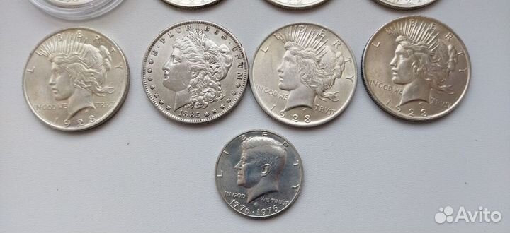 США 1 доллар, 50 центов. Серебро