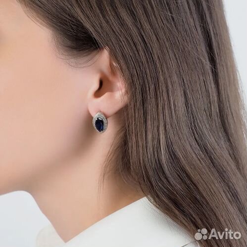 Серебряные серьги с сапфирами