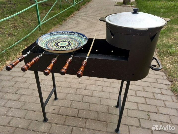 Мангал + чугунный казан + шампура + ляган
