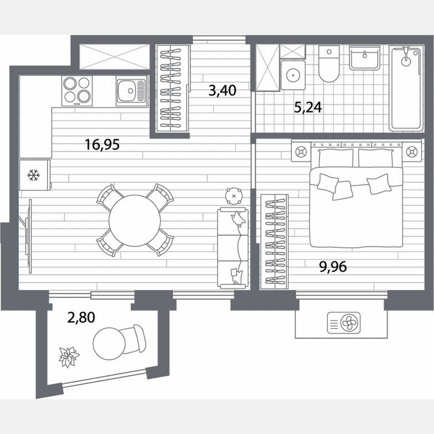 1-к. квартира, 36,4 м², 3/13 эт.