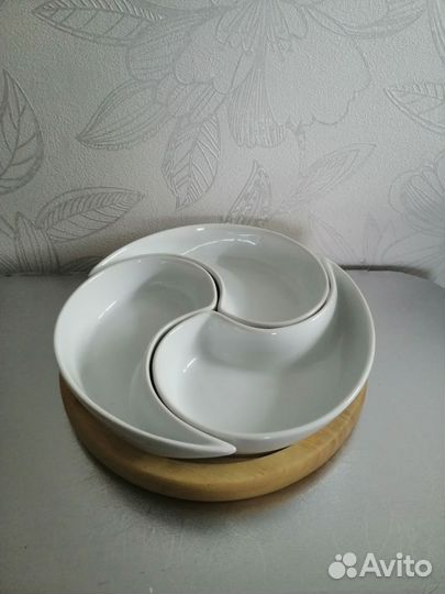 Менажница фарфор-дерево