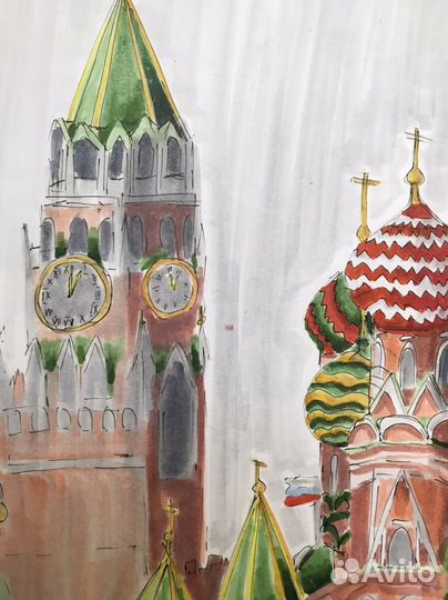 Картина маркерами Храм Василия Блаженного А3