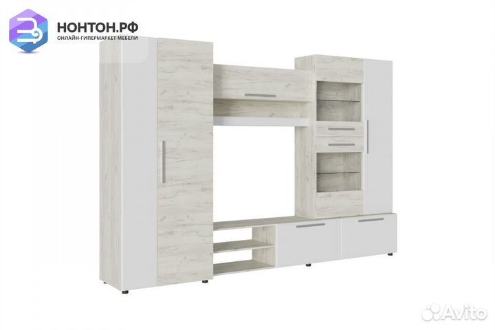 Стенка Сафари дуб крафт белый / матовый белый софт