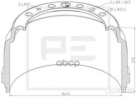 126.074-00A торм. барабан 413x203/213 H275 d