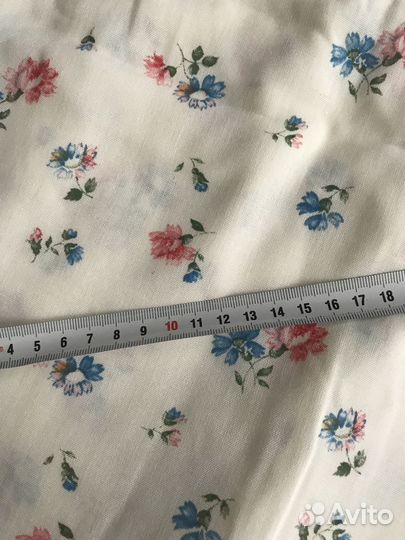 Хлопок винтажный, белый с цветами, ткань СССР