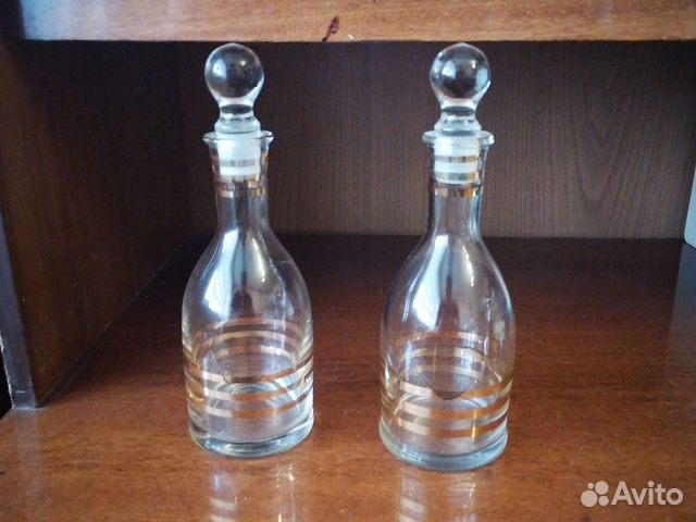 Графин штоф с позолотой 21х7см без рюмок, СССР б/у