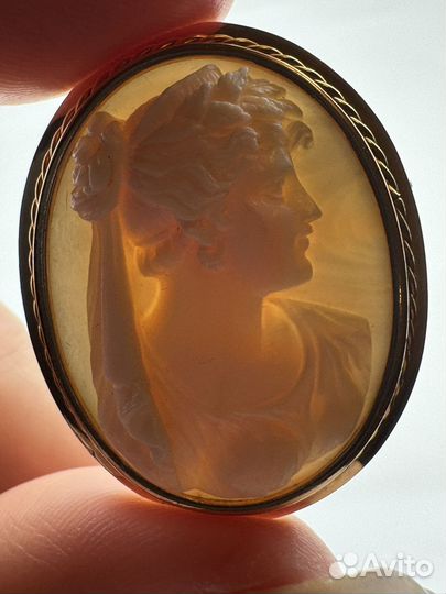 Брошь золото 583 СССР камея ленинград