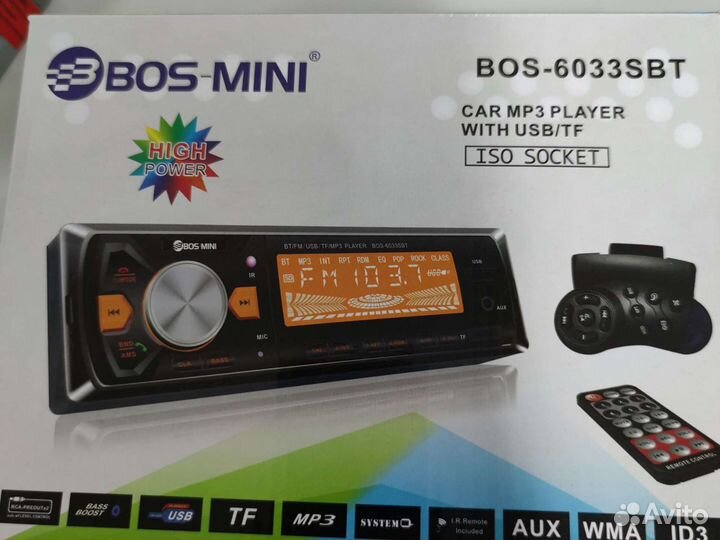 Магнитола Bos-Mini 6033SBT, Bluetooth/Usb/Aux