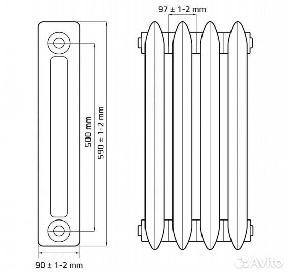 Радиатор чугунный Heat 5 секций H 500-5s