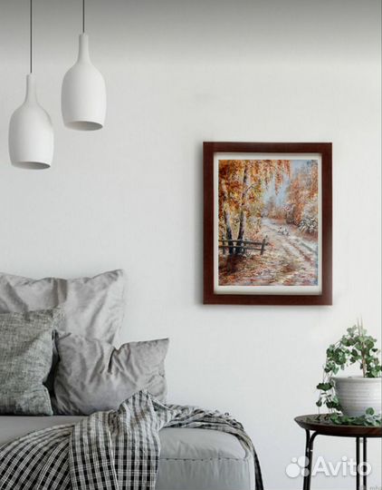 Картина маслом Первый снег, пейзаж