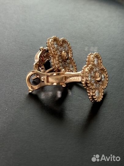 Van cleef сережки зотоло 750 проба