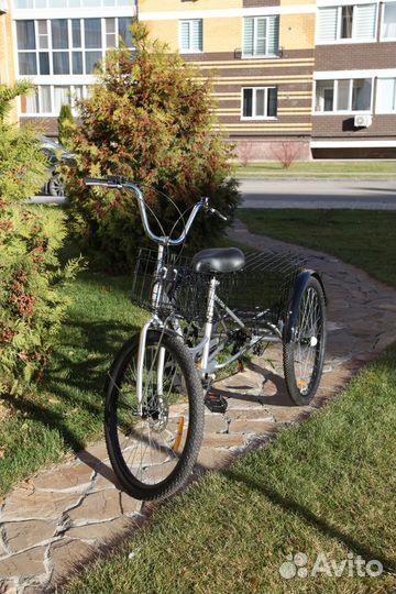 Мощный трехколесный велосипед для взрослых 26