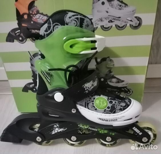 Коньки роликовые раздвижные для девочки с защитой
