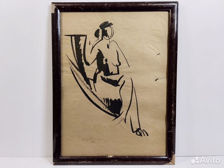 Рисунок Девушка 1985г Борисович графика модель