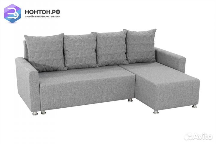 Диван угловой еврокнижка Челси 2 светло-серый