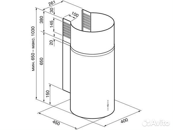 Вытяжка krona tetis 400 inox 4P
