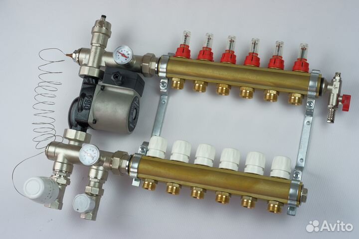 Коллектор для теплого пола TDS в сборе на 6 контур