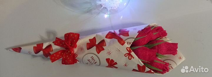 Букет с конфетами с виде роз