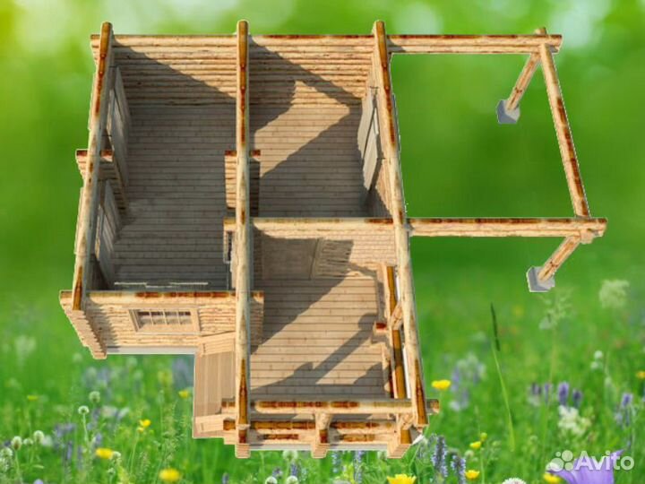 Сруб дома из бревна Бруса 6x8