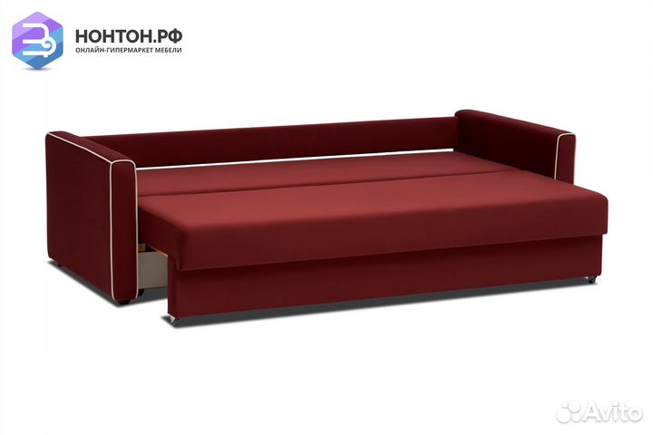 Диван еврокнижка Леон 3-х местный бордовый