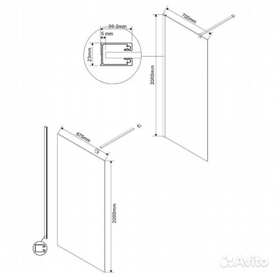 Душ. Стенка Vincea 70cm Черный vsw-1h700clb