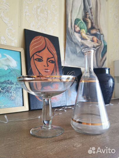 Стекло графин СССР винтаж. ваза на ножке