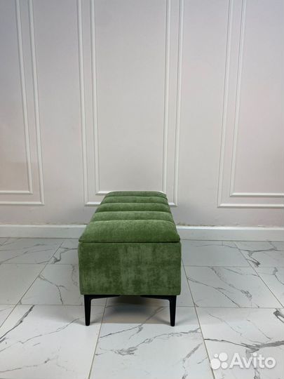 Банкетка Гиффа-Лофт с местом для хранения, зеленая