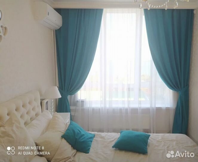 Шторы канвас бирюзовые 150*270