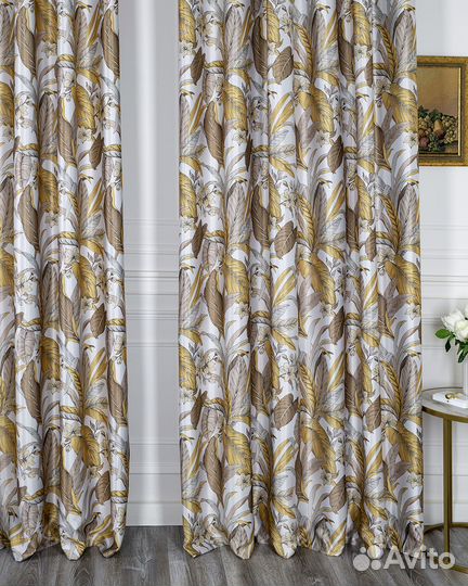 Шторы рогожка Доминик янтарь новые пошив