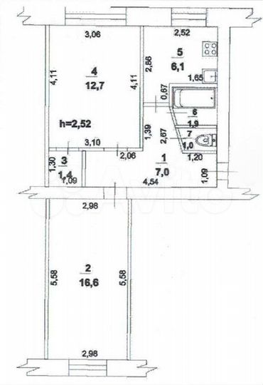 2-к. квартира, 46,7 м², 1/5 эт.