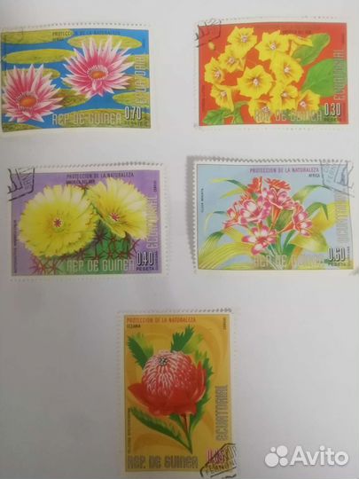 Старинные марки REP. DE guiner 5 шт