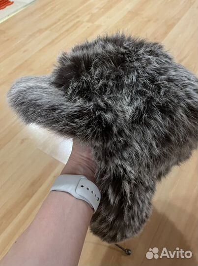 Шапка-ушанка из меха кролика