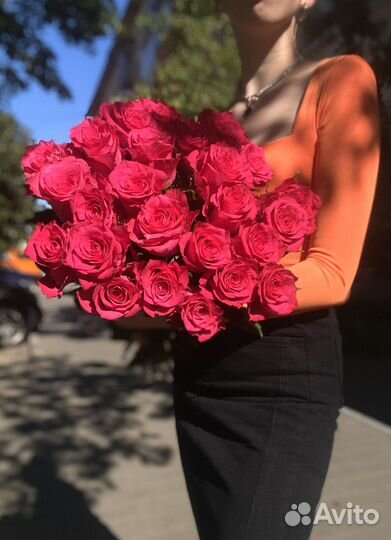 Российские розы 21 шт красные