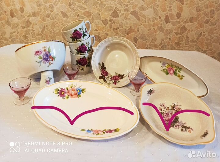 Посуда фарфор СССР: Тарелки, чашки, селедочницы