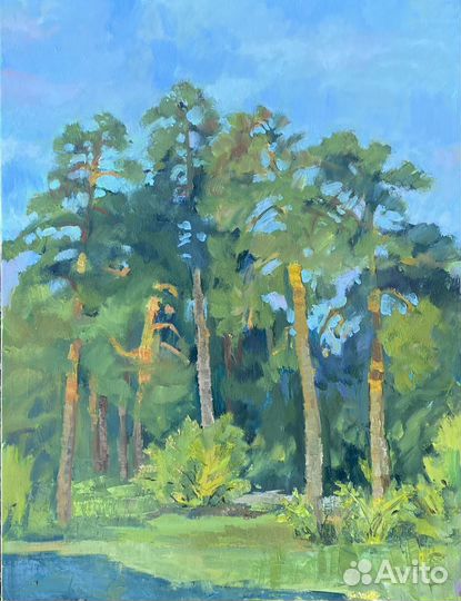 Картина маслом Пейзаж с соснами
