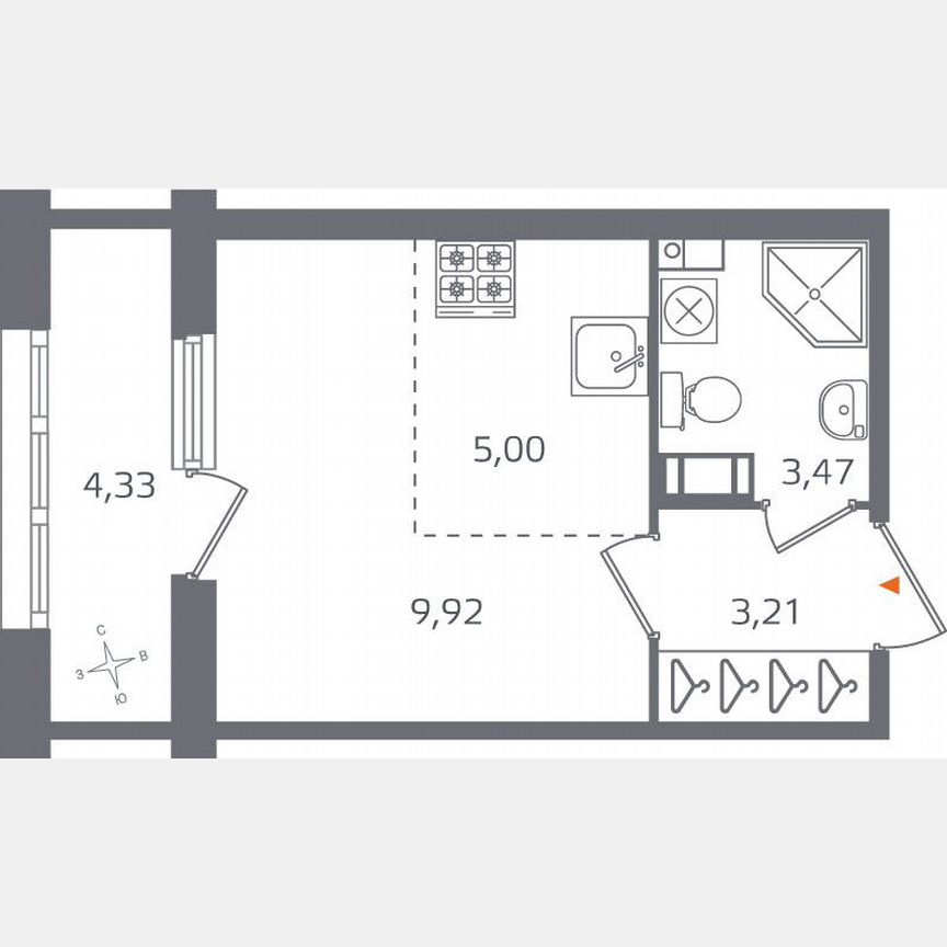 Квартира-студия, 23,8 м², 4/10 эт.