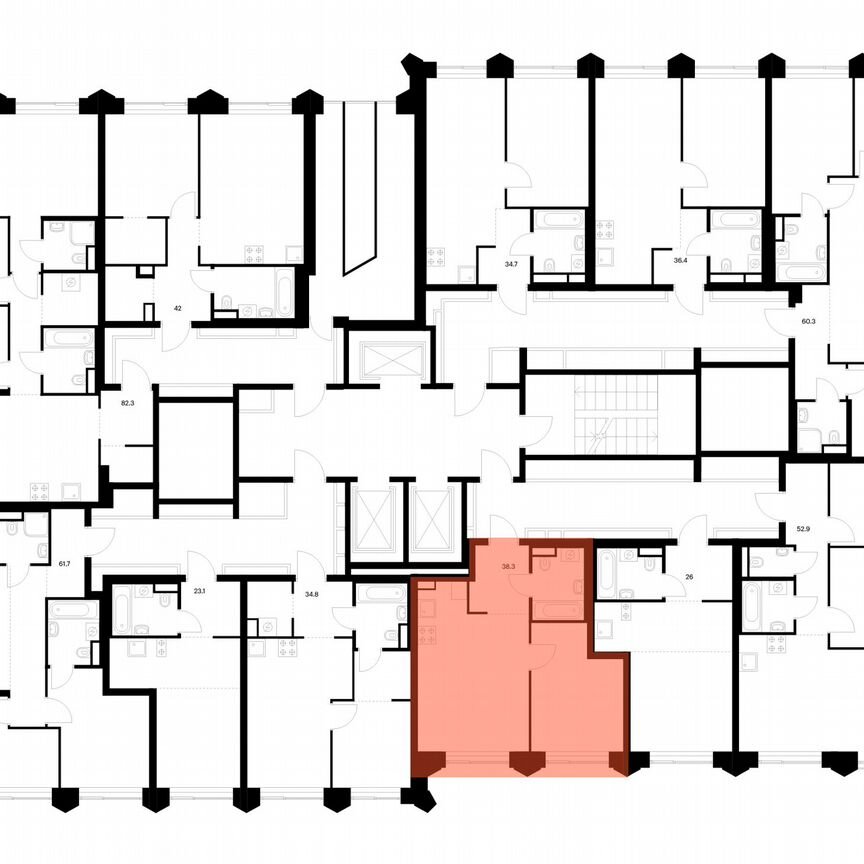 1-к. квартира, 38,3 м², 3/25 эт.