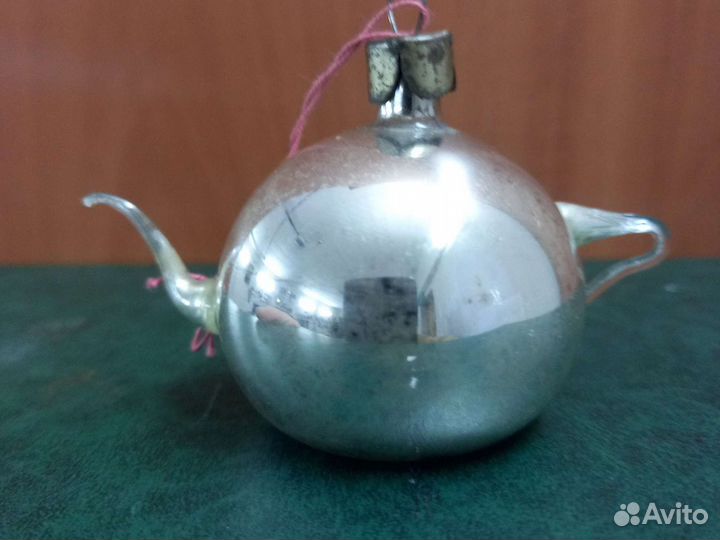 Ёлочная игрушка ссср.Стеклянная чайник