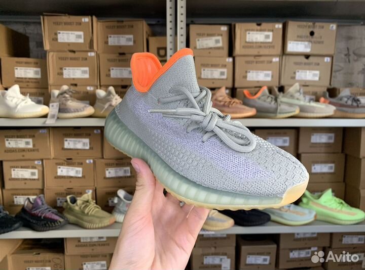 Adidas Yeezy Boost 350 Серые с оранжевым