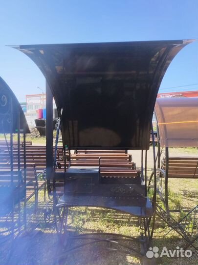 Мангал с печью под казан и крышей