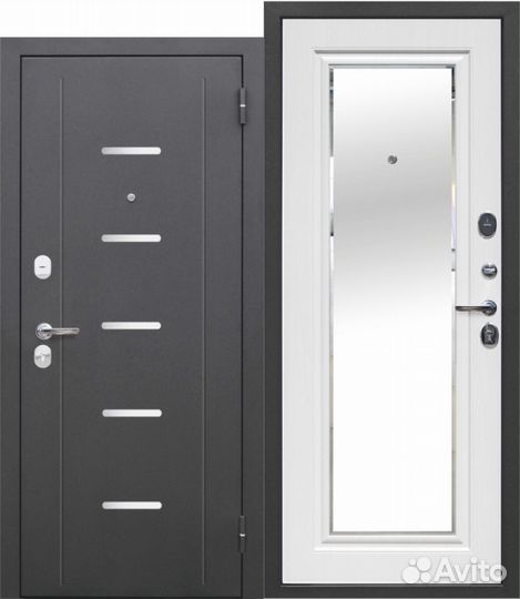 Дверь входная Гарда Серебро Зеркало Металл/мдф