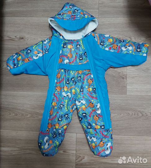 Комбинезон зимний 62-68см 3-6мес.+шапки+варежки